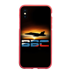 Чехол для iPhone XS Max матовый Истребитель Су-57 на закате
