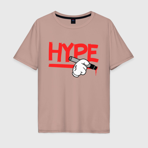 Мужская футболка хлопок Oversize Hype Hands, цвет пыльно-розовый