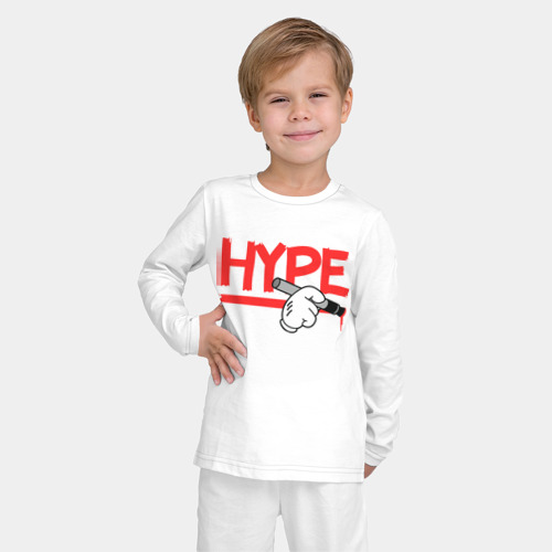 Детская пижама с лонгсливом хлопок с принтом Hype Hands, фото на моделе #1