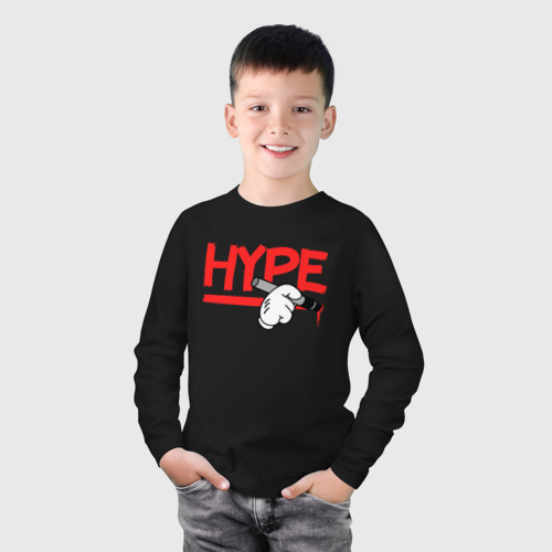Детский лонгслив хлопок Hype Hands, цвет черный - фото 3