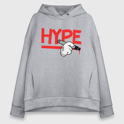 Женское худи Oversize хлопок Hype Hands, цвет меланж