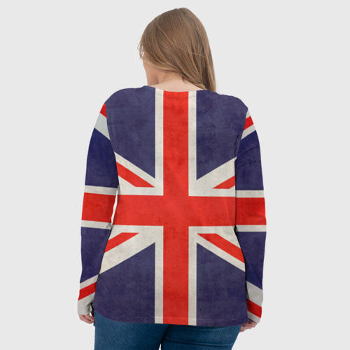 Женский лонгслив 3D с принтом Флаг Англии с белым орлом, вид сзади #2