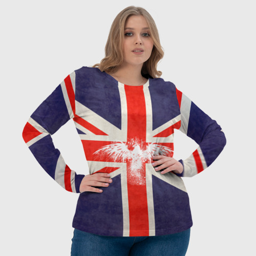 Женский лонгслив 3D с принтом Флаг Англии с белым орлом, фото #4