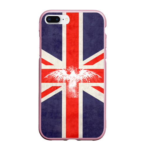 Чехол для iPhone 7Plus/8 Plus матовый Флаг Англии с белым орлом, цвет розовый