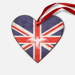 Деревянная игрушка Сердце Флаг Англии с белым орлом