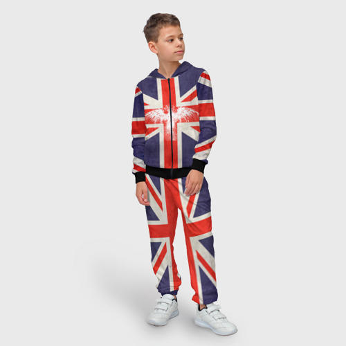 Детский 3D костюм с принтом Флаг Англии с белым орлом, фото на моделе #1