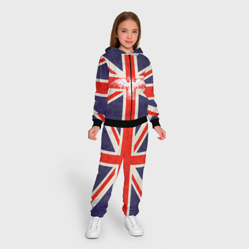Детский 3D костюм с принтом Флаг Англии с белым орлом, вид сбоку #3