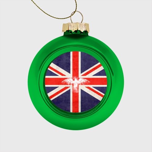 Стеклянный ёлочный шар Флаг Англии с белым орлом, цвет зеленый