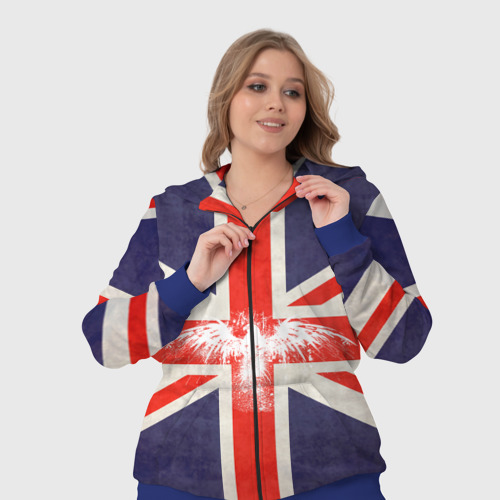 Женский костюм 3D Флаг Англии с белым орлом, цвет синий - фото 7