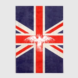 Постер Флаг Англии с белым орлом