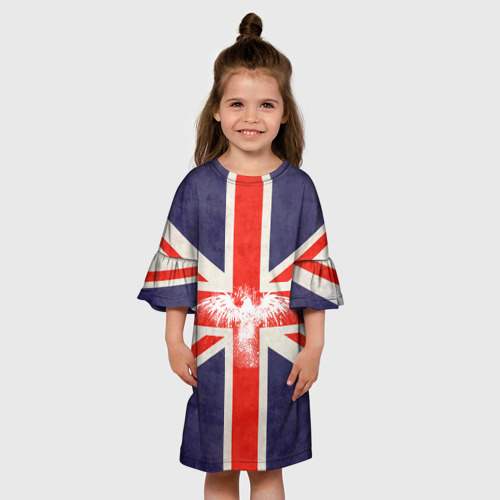 Детское платье 3D с принтом Флаг Англии с белым орлом, вид сбоку #3