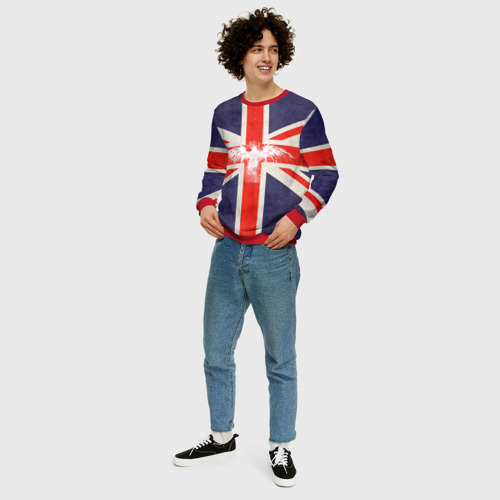 Мужской свитшот 3D Флаг Англии с белым орлом, цвет красный - фото 5
