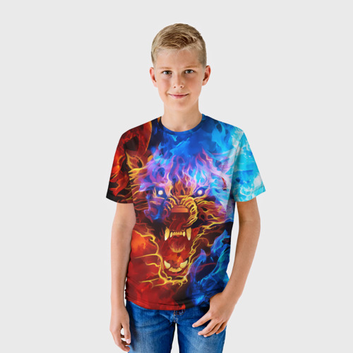 Детская футболка 3D Огненный оскал, цвет 3D печать - фото 3