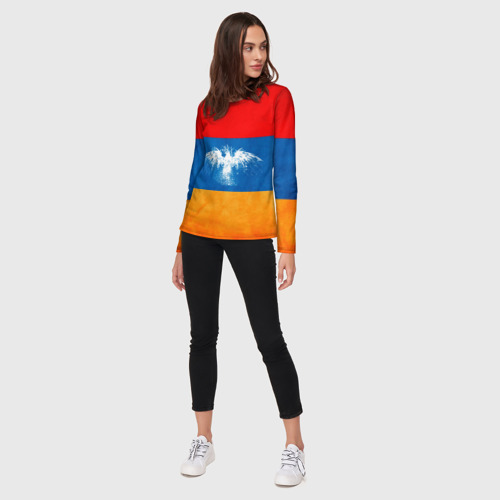 Женский лонгслив 3D Флаг Армении с белым орлом - фото 5