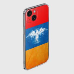Чехол для iPhone 15 силиконовый с защитой камеры Флаг Армении с белым орлом - фото 2