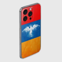 Чехол для iPhone 16 Pro Max силиконовый с защитой камеры Флаг Армении с белым орлом - фото 2