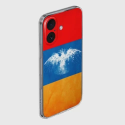 Чехол для iPhone 16 силиконовый с защитой камеры Флаг Армении с белым орлом - фото 2