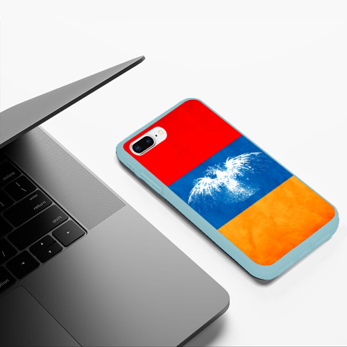 Чехол для iPhone 7Plus/8 Plus матовый Флаг Армении с белым орлом, цвет мятный - фото 5