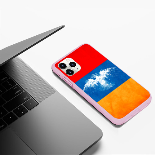 Чехол для iPhone 11 Pro Max матовый Флаг Армении с белым орлом, цвет розовый - фото 5