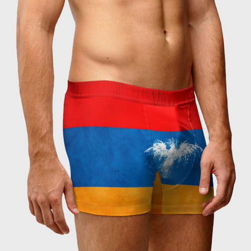 Мужские трусы 3D Флаг Армении с белым орлом, цвет 3D печать - фото 3