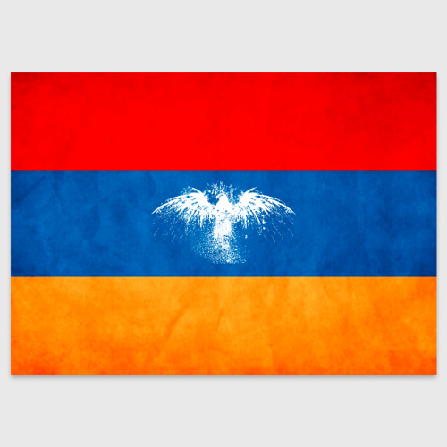 Поздравительная открытка Флаг Армении с белым орлом, цвет белый