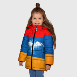 Зимняя куртка для девочек 3D Флаг Армении с белым орлом - фото 2