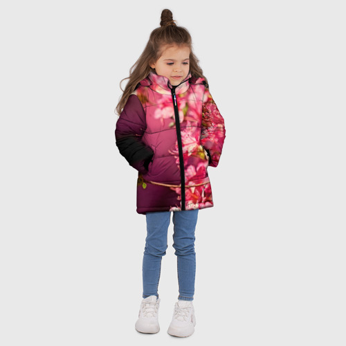 Зимняя куртка для девочек 3D с принтом Сакура, вид сбоку #3