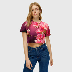 Женская футболка Crop-top 3D Сакура - фото 2