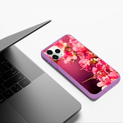 Чехол для iPhone 11 Pro Max матовый Сакура, цвет фиолетовый - фото 5