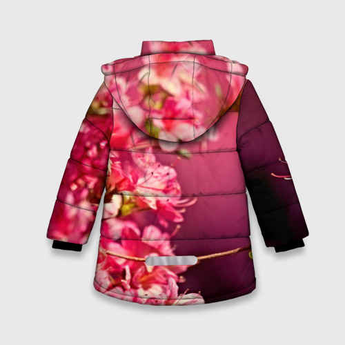 Зимняя куртка для девочек 3D с принтом Сакура, вид сзади #1