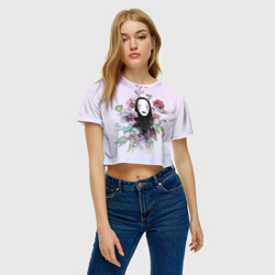 Женская футболка Crop-top 3D Каонаси в цветах - фото 2