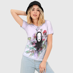 Женская футболка 3D Slim Каонаси в цветах - фото 2