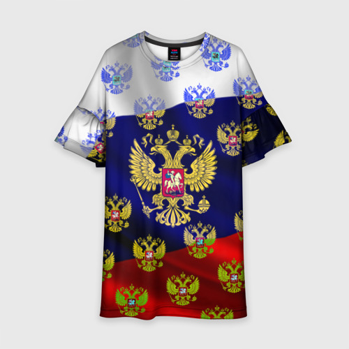 Детское платье 3D Россыпь гербов РФ, цвет 3D печать