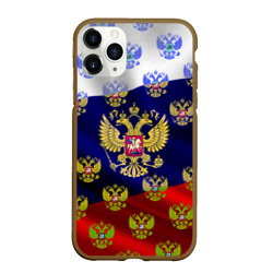 Чехол для iPhone 11 Pro Max матовый Россыпь гербов РФ