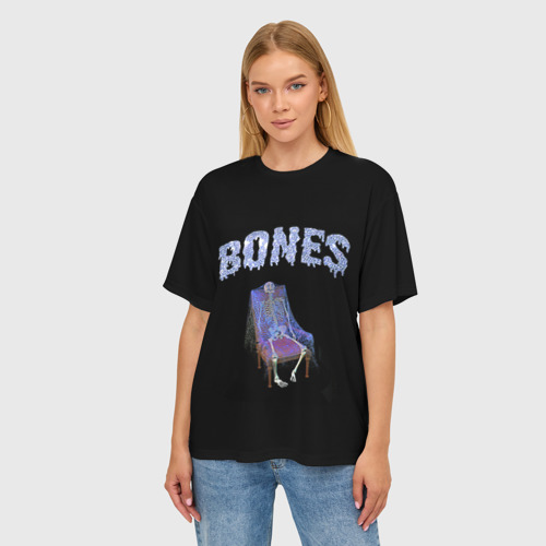 Женская футболка oversize 3D Bones, цвет 3D печать - фото 3