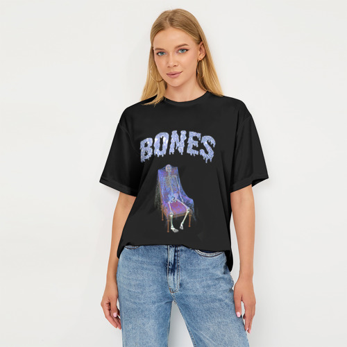 Женская футболка oversize 3D Bones, цвет 3D печать - фото 5