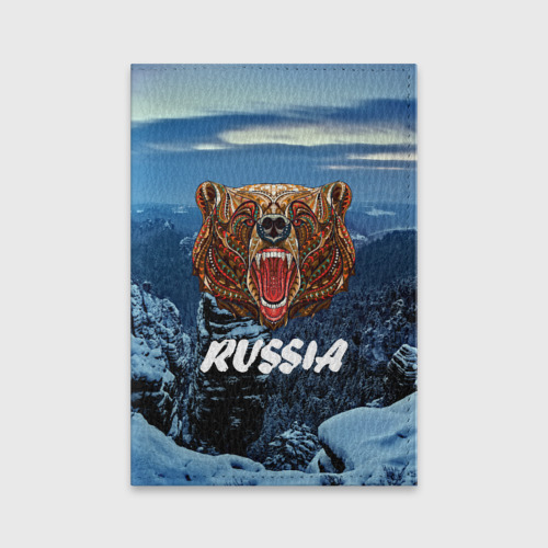 Обложка для паспорта матовая кожа Russian bear, цвет черный