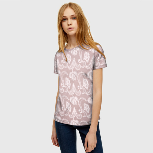 Женская футболка 3D Кружева, цвет 3D печать - фото 3