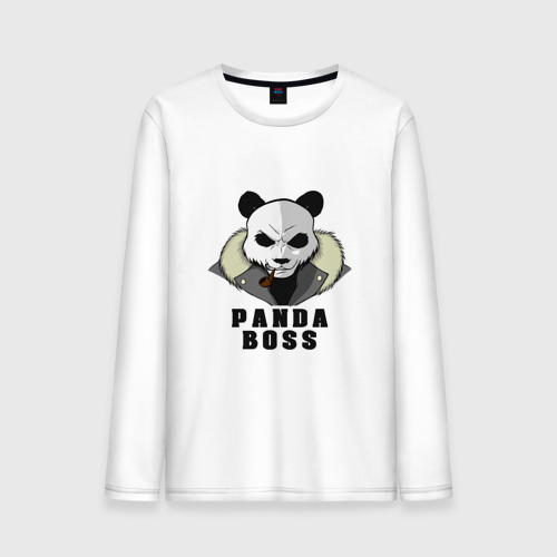 Мужской лонгслив хлопок Panda Boss, цвет белый