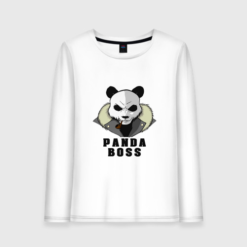 Женский лонгслив хлопок Panda Boss, цвет белый