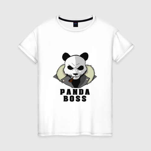 Женская футболка хлопок Panda Boss, цвет белый