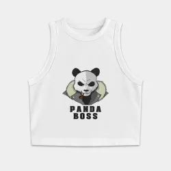 Женская укороченная майка-топ хлопок Panda Boss