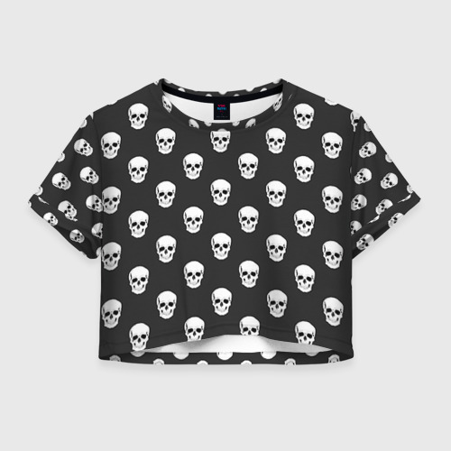 Женская футболка Crop-top 3D Черепа Фото 01 Женская футболка Crop-top 3D Черепа Фото 01