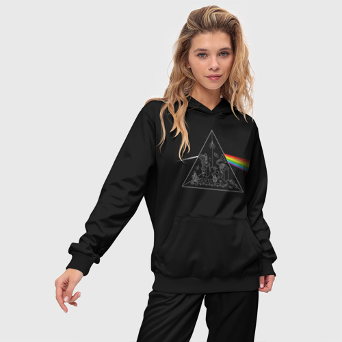 Женский костюм с толстовкой 3D Pink Floyd Make Rainbow, цвет черный - фото 3