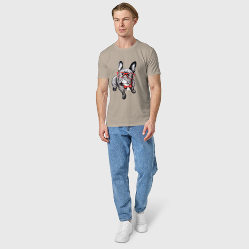 Мужская футболка хлопок Бульдог, цвет миндальный - фото 5