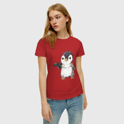 Женская футболка хлопок Пингвин с пистолетом - фото 2