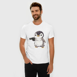 Мужская футболка хлопок Slim Пингвин с пистолетом - фото 2