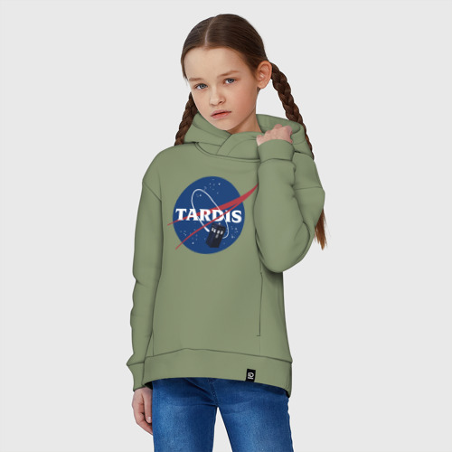 Детское худи Oversize хлопок Tardis NASA, цвет авокадо - фото 3