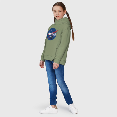 Детское худи Oversize хлопок Tardis NASA, цвет авокадо - фото 5