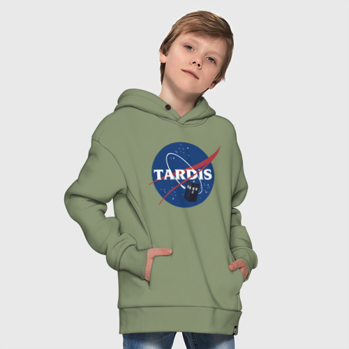 Детское худи Oversize хлопок Tardis NASA, цвет авокадо - фото 9